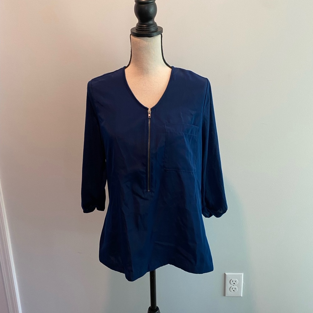 Converse One Star Navy 3/4 Sleeve Tunic Blouse Top Women’s size Large